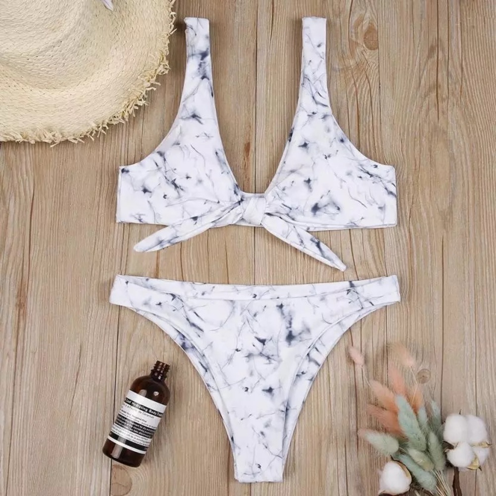 🆕 JULIET White Marble Knot Cheeky Bikini - Picture 4 of 6